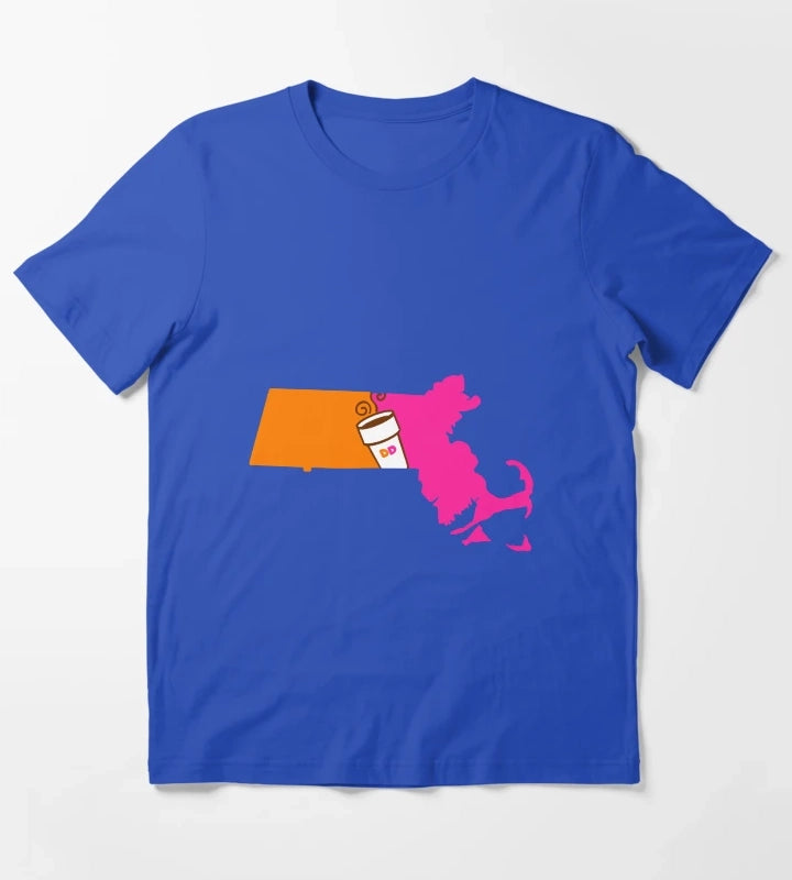 Massachusetts Coffee T-Shirt Blue