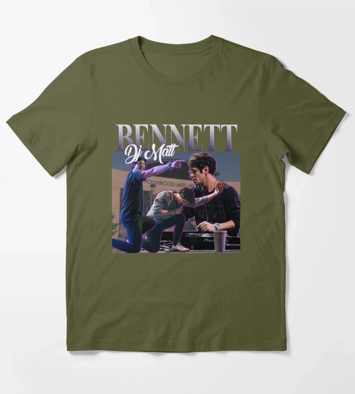 Matt Bennett Retro Homage Design T-Shirt Olive Green