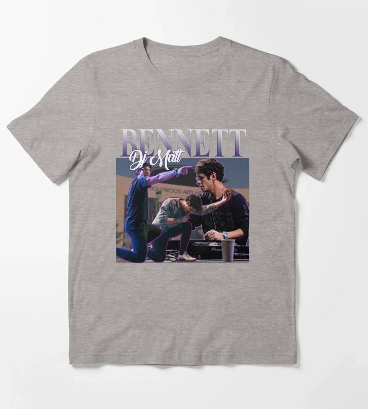 Matt Bennett Retro Homage Design T-Shirt Heather Grey