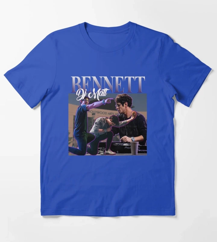 Matt Bennett Retro Homage Design T-Shirt Blue