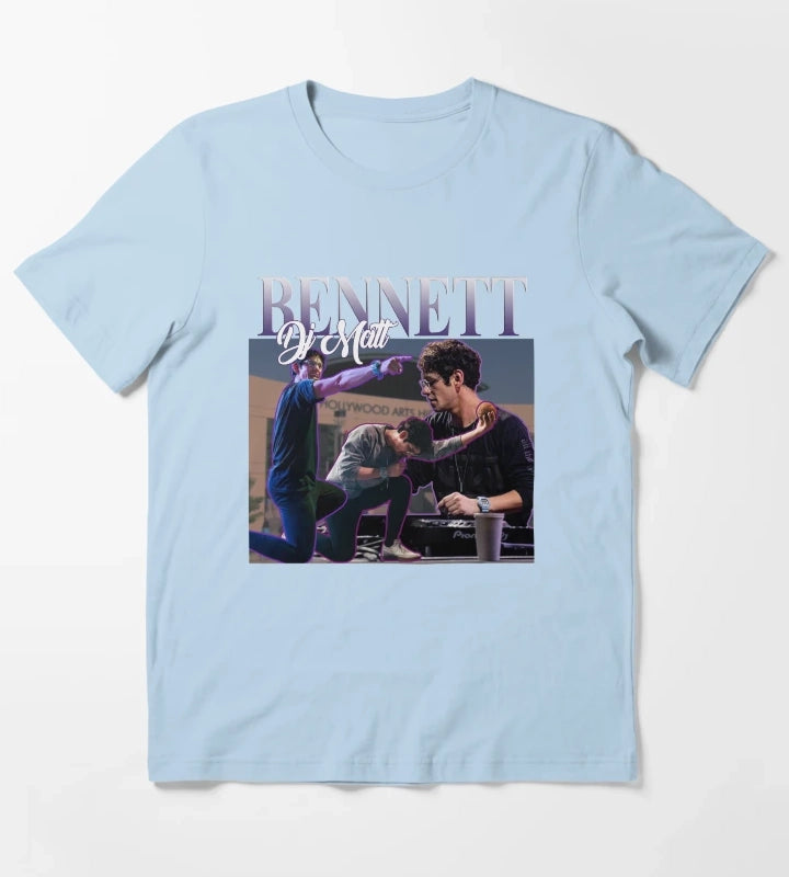Matt Bennett Retro Homage Design T-Shirt Sky Blue