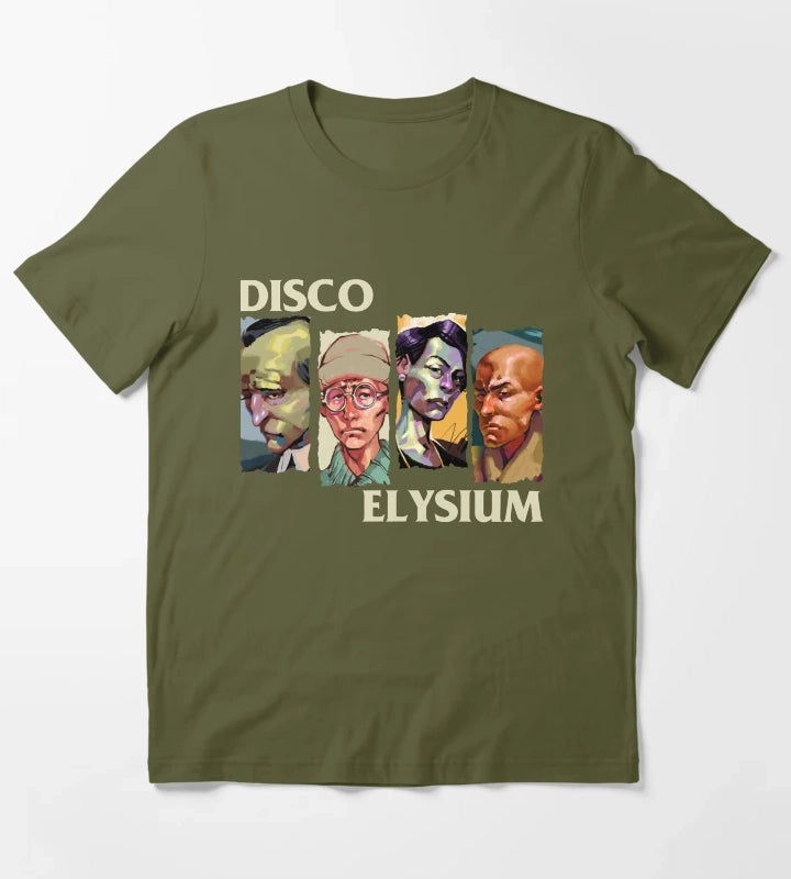 Mens Funny Role Disco Elysium Playing Game Gift For Fans T-Shirt Olive Green
