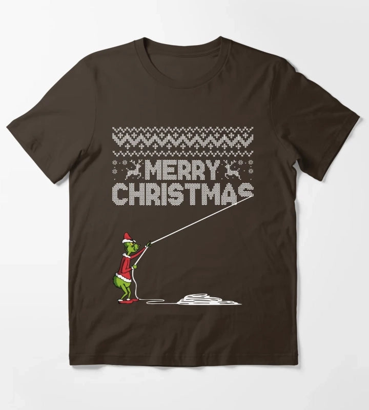 Merry Christmas Sweater T-Shirt Brown