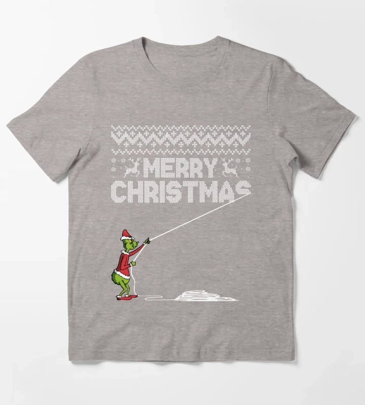 Merry Christmas Sweater T-Shirt Heather Grey
