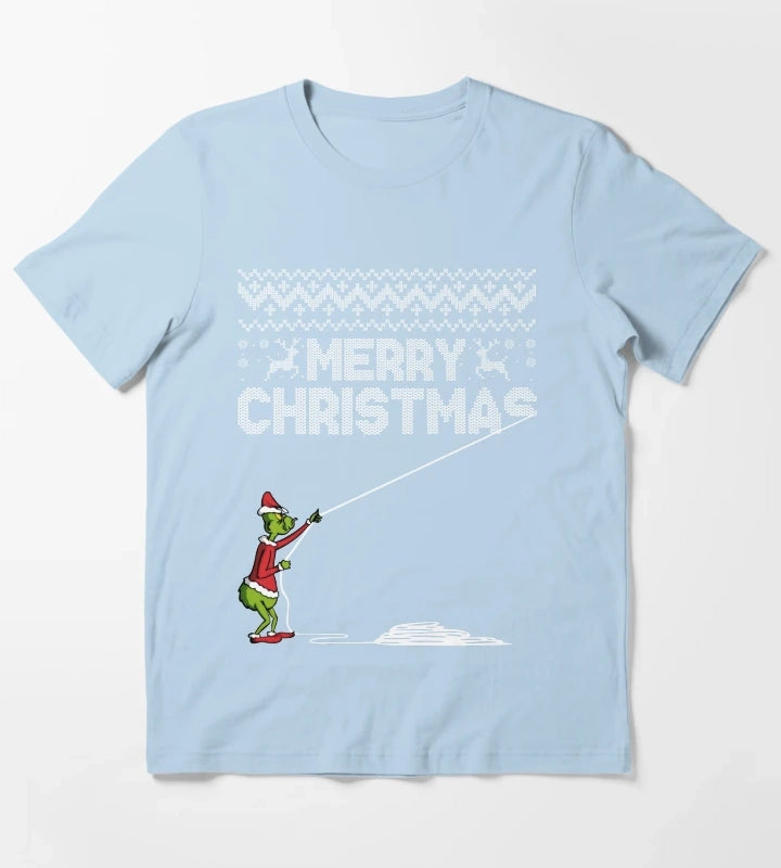 Merry Christmas Sweater T-Shirt Sky Blue