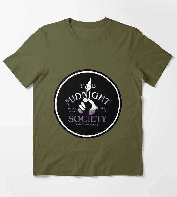 Midnight Societey Member 90s Show Horror T-Shirt Olive Green
