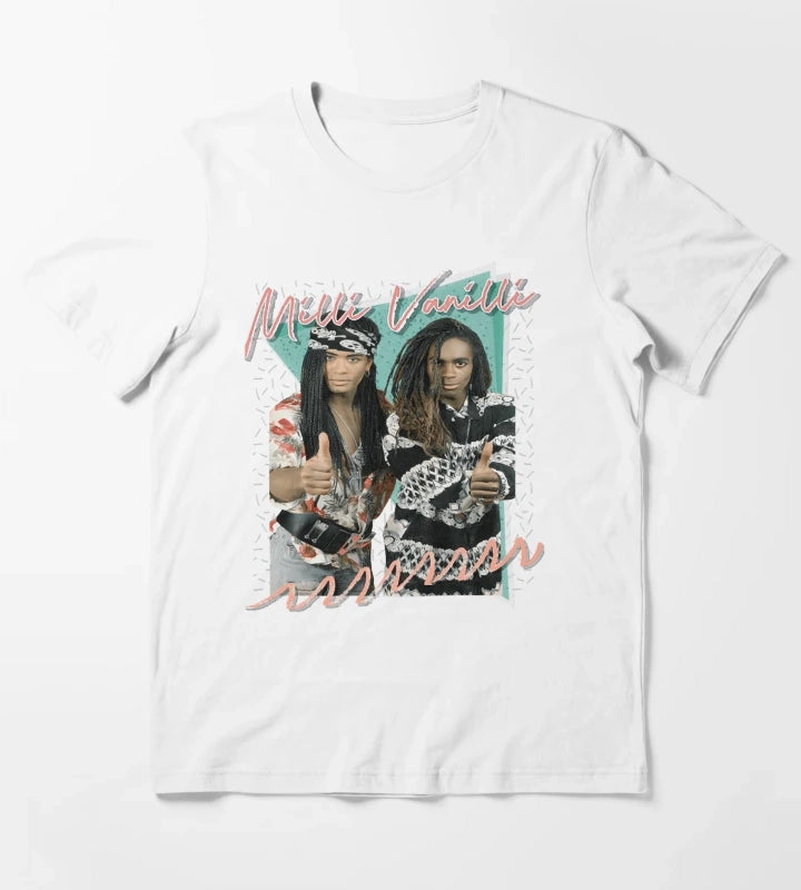 Milli Vanilli Billy sketch 80s rock style T-Shirt White