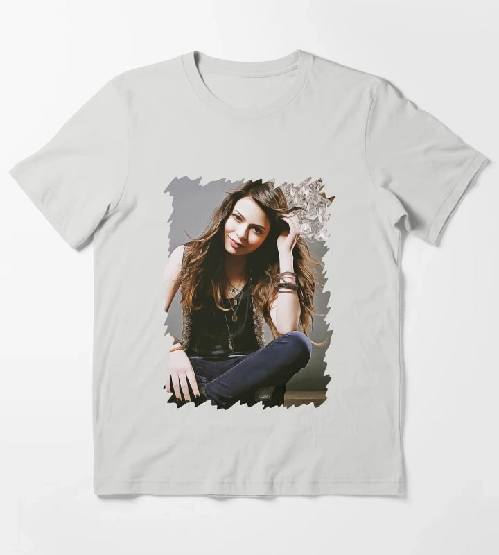Miranda Cosgrove Oil Paint T-Shirt Light Grey