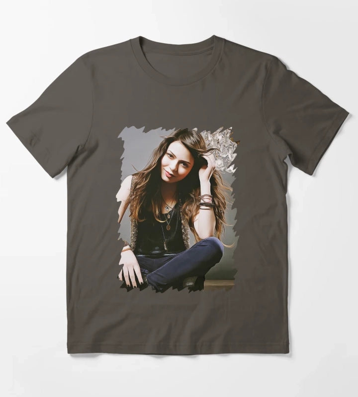 Miranda Cosgrove Oil Paint T-Shirt Dark Grey