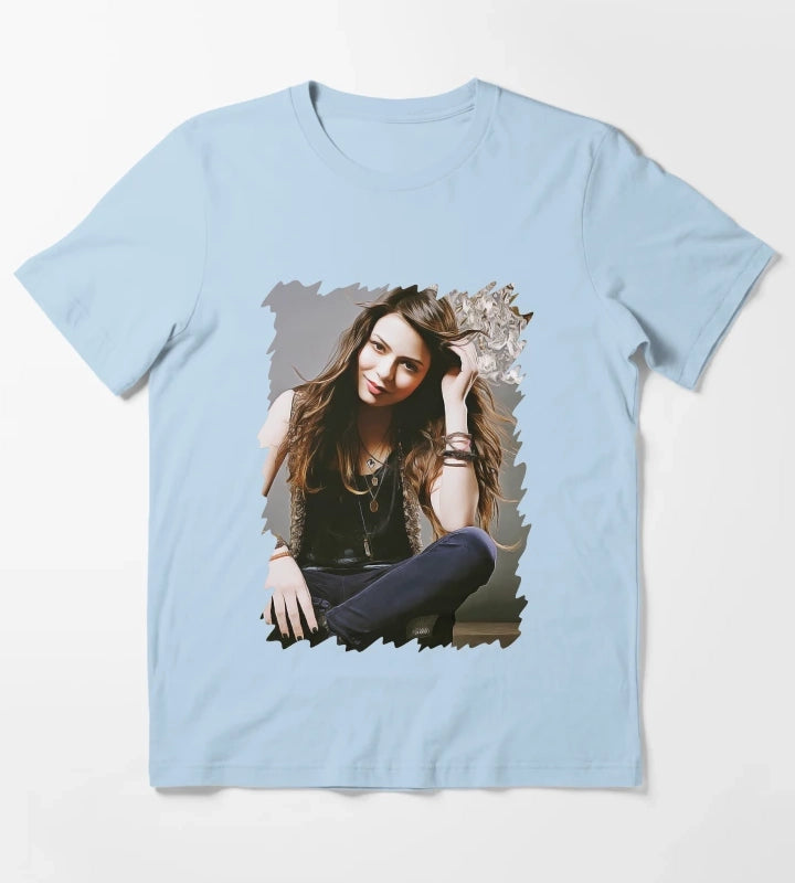 Miranda Cosgrove Oil Paint T-Shirt Sky Blue