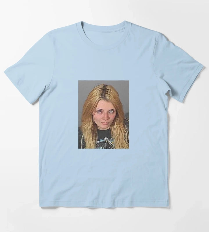 Mischa Barton Mugshot 2007 T-Shirt Sky Blue