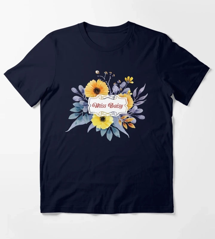 Miss Daisy Floral Design Shirt T-Shirt Navy
