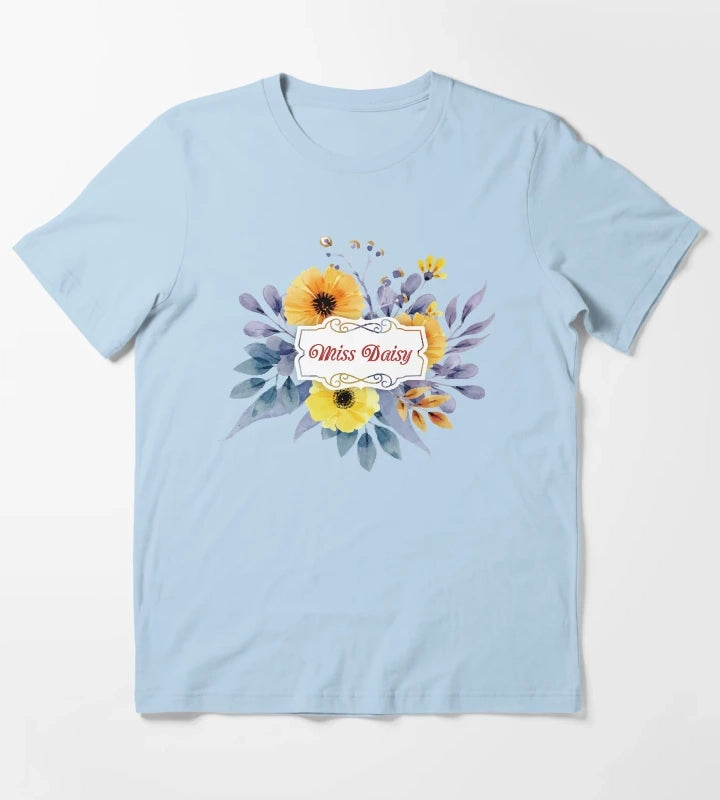 Miss Daisy Floral Design Shirt T-Shirt Sky Blue
