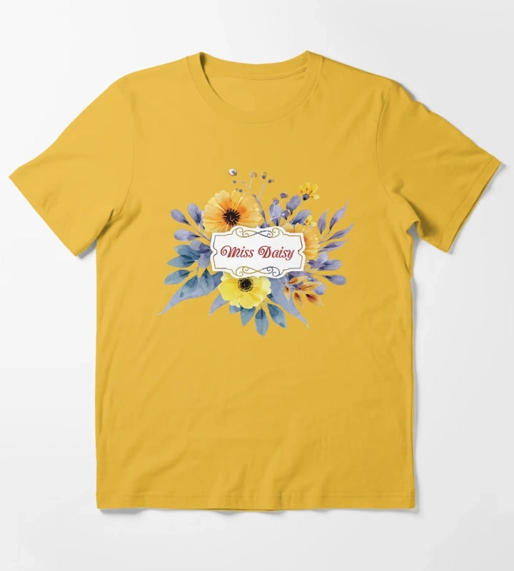 Miss Daisy Floral Design Shirt T-Shirt Yellow