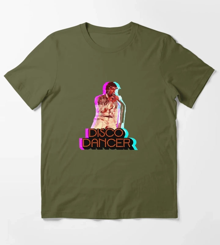 Mithun Chakraborty Vintage Design Disco Dancer T-Shirt Olive Green