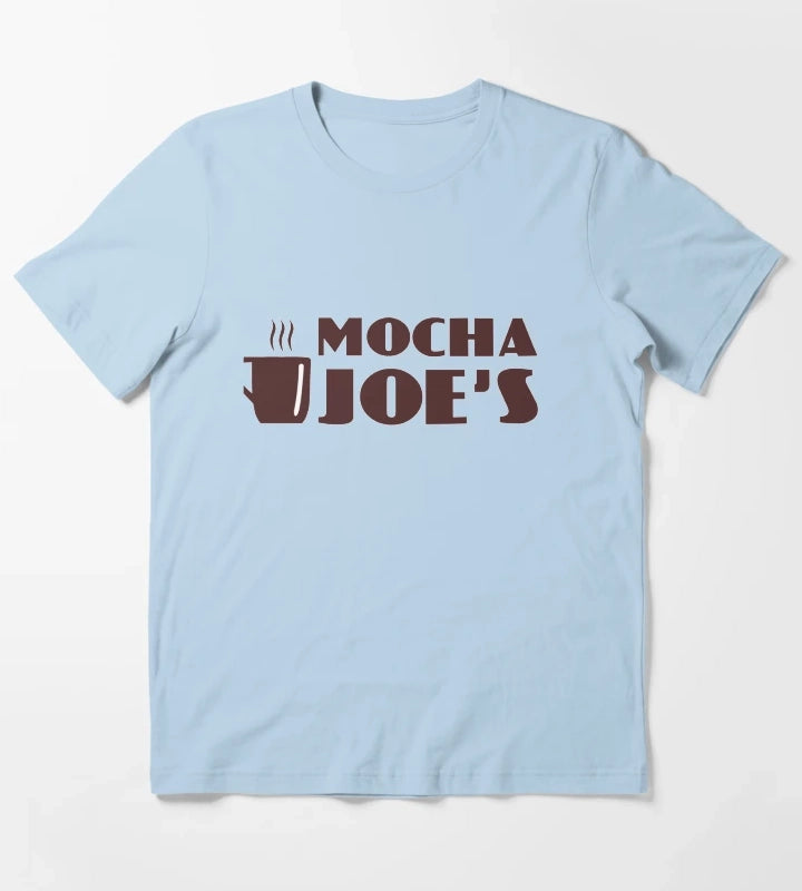 Mocha Joes Coffee Shop T-Shirt Sky Blue