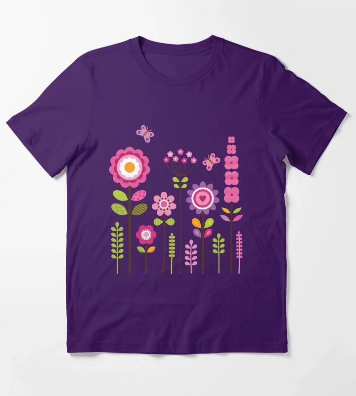 Mod Garden Pink and Purple T-Shirt Purple