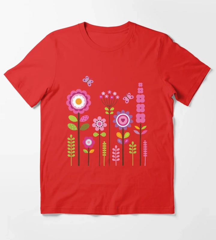 Mod Garden Pink and Purple T-Shirt Red