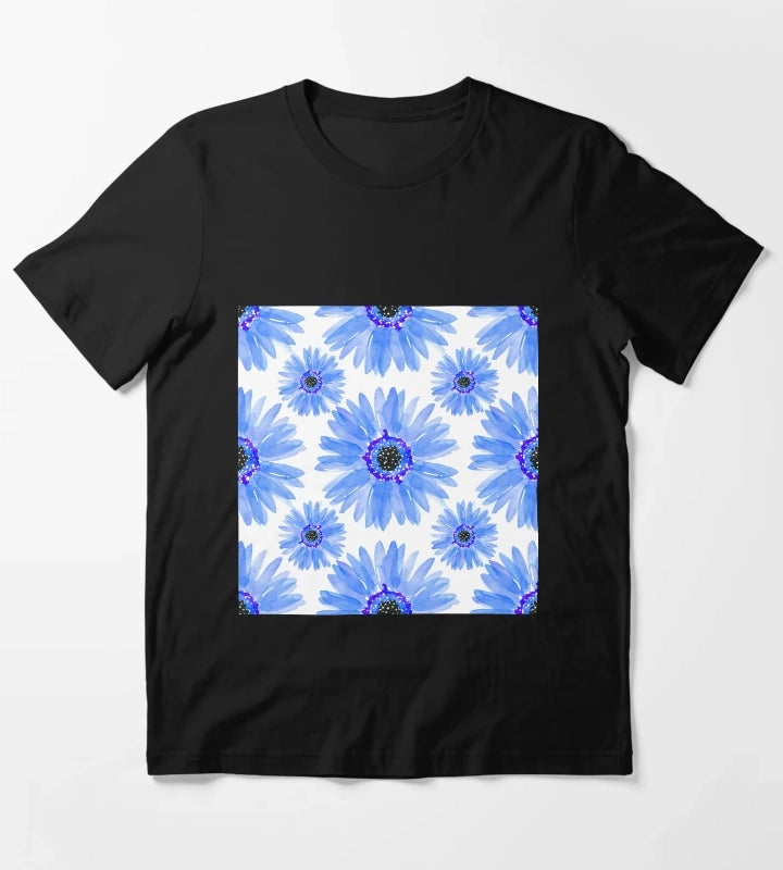 Modern Blue Watercolor Gerber Daisies T-Shirt
