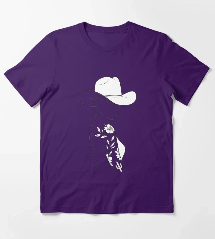 Modern Cowgirl Minimalist tattoo cowgirl design T-Shirt Purple