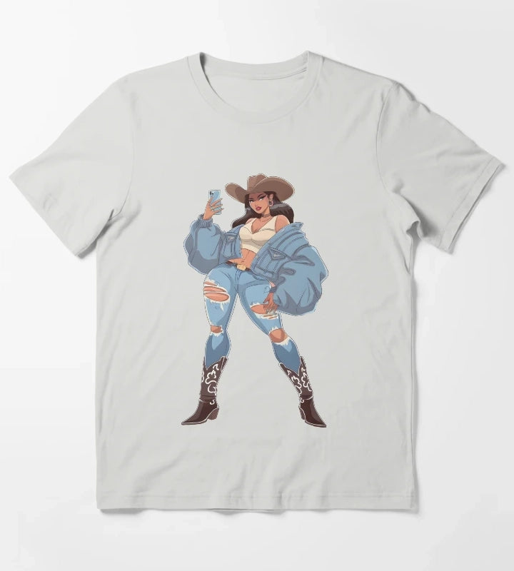 Modern Cowgirl Street Style T-Shirt Light Grey