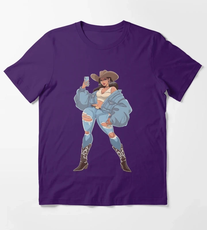 Modern Cowgirl Street Style T-Shirt Purple