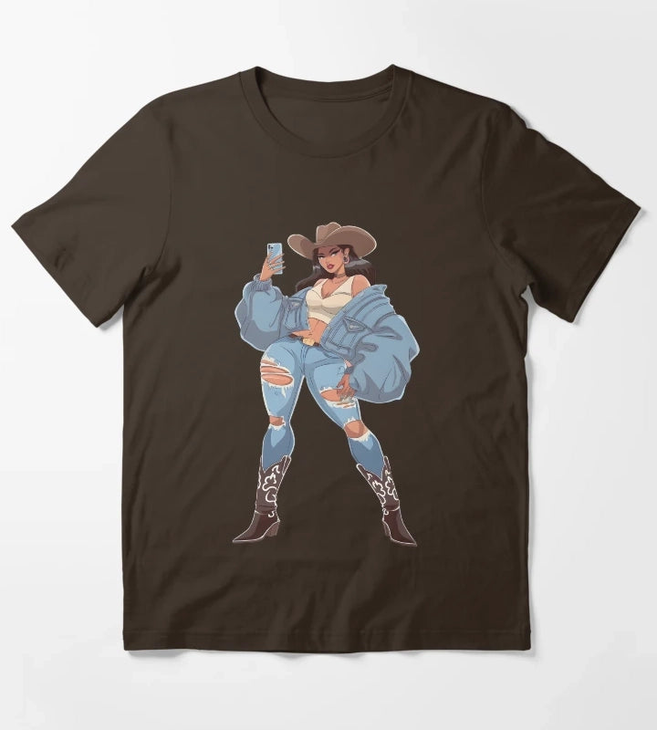 Modern Cowgirl Street Style T-Shirt Brown