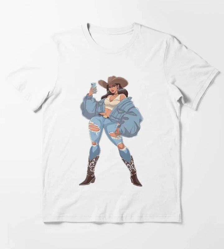 Modern Cowgirl Street Style T-Shirt White