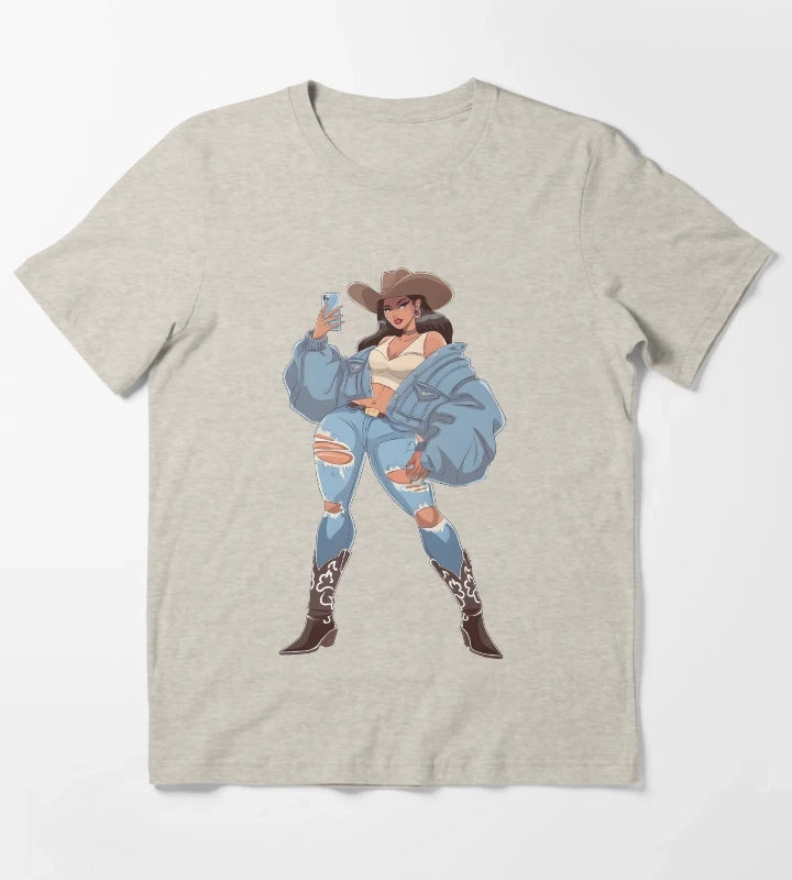 Modern Cowgirl Street Style T-Shirt Cream