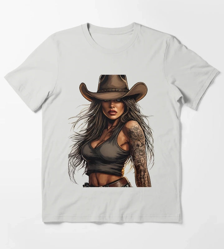 Modern Cowgirl Street Style tattoo cowgirl T-Shirt Light Grey