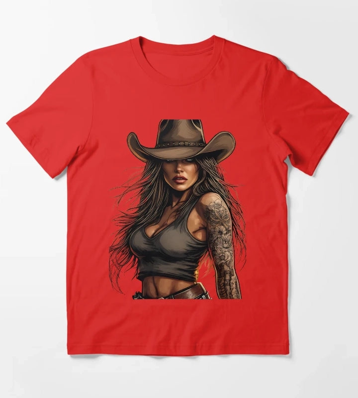 Modern Cowgirl Street Style tattoo cowgirl T-Shirt Red