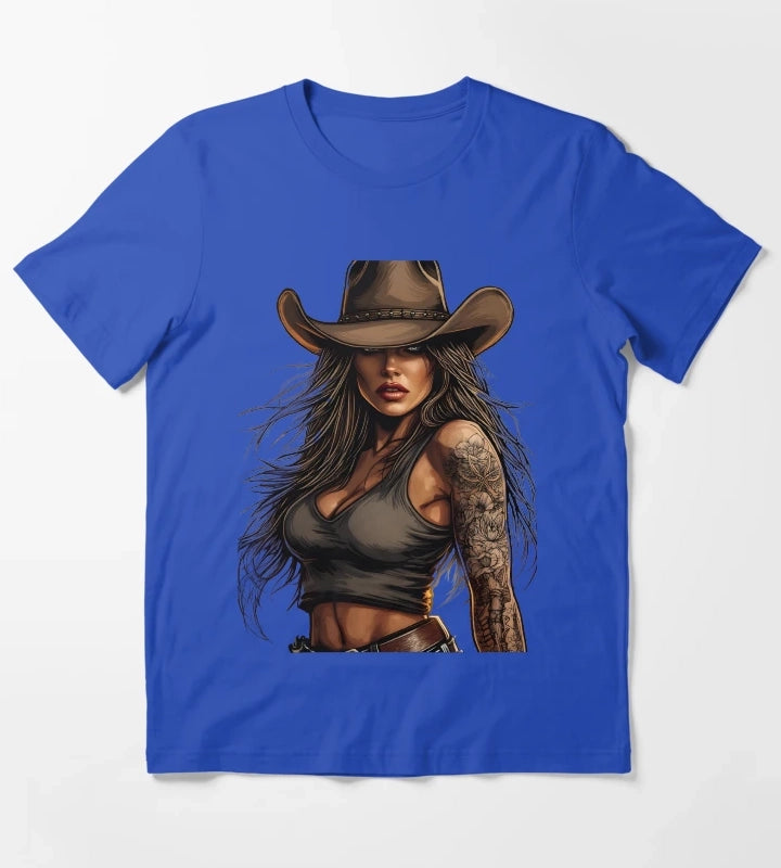 Modern Cowgirl Street Style tattoo cowgirl T-Shirt Blue