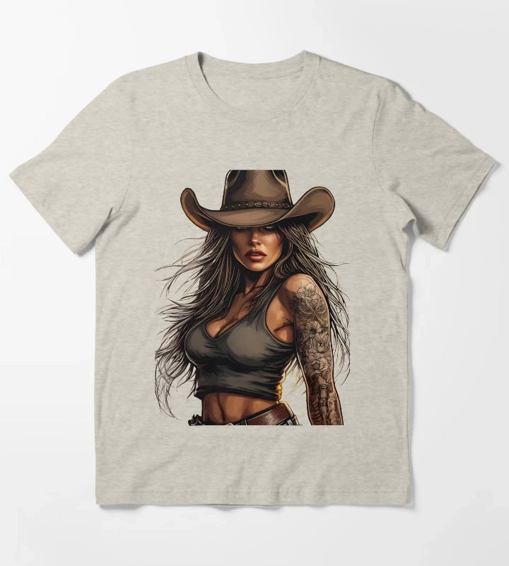 Modern Cowgirl Street Style tattoo cowgirl T-Shirt Cream