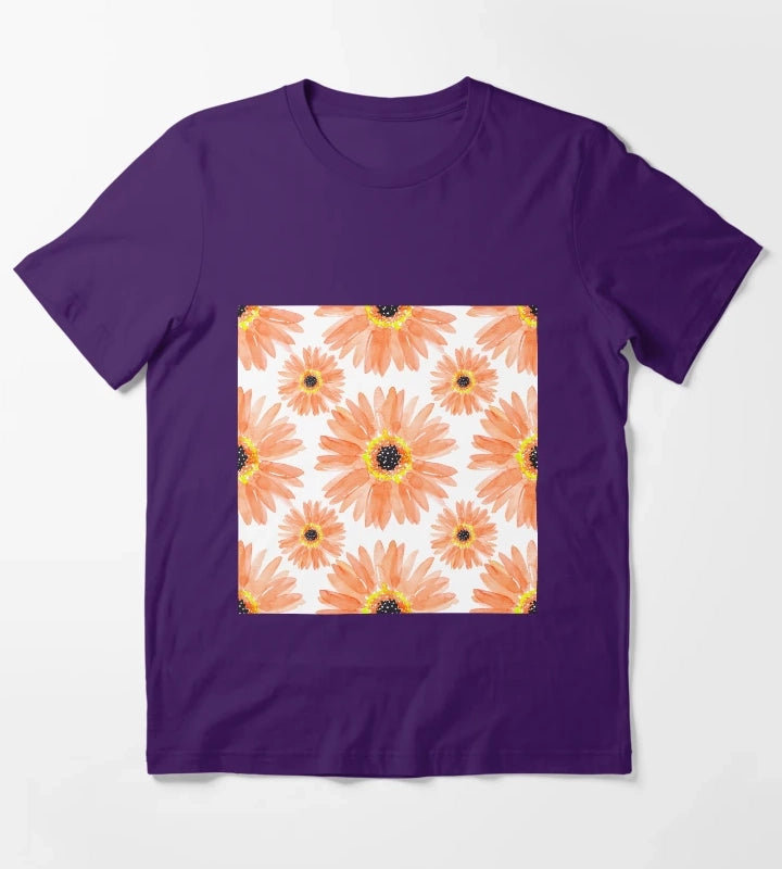 Modern Orange Watercolor Gerbera Daisies T-Shirt Purple