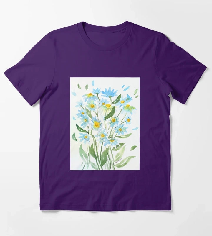Modern Watercolor Daisies T-Shirt Purple