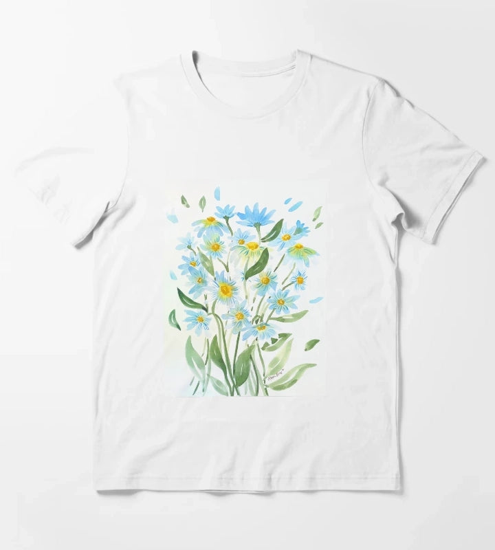 Modern Watercolor Daisies T-Shirt White