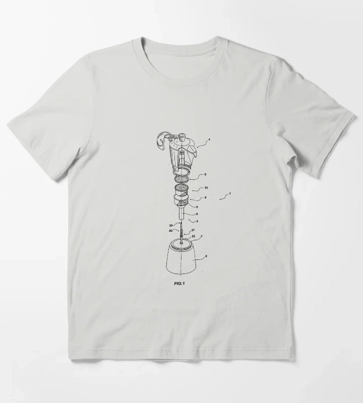 Moka Pot Patent T-Shirt Light Grey