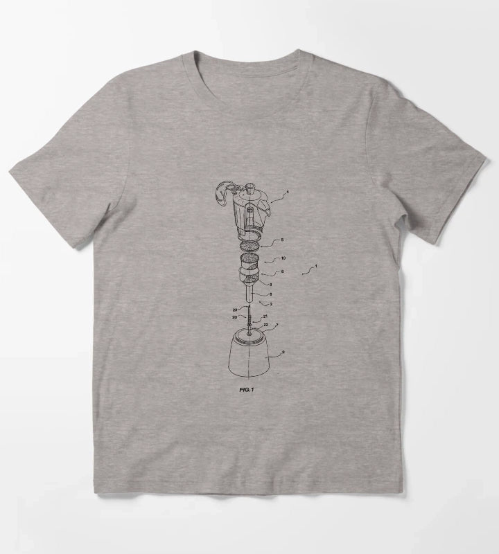 Moka Pot Patent T-Shirt Heather Grey