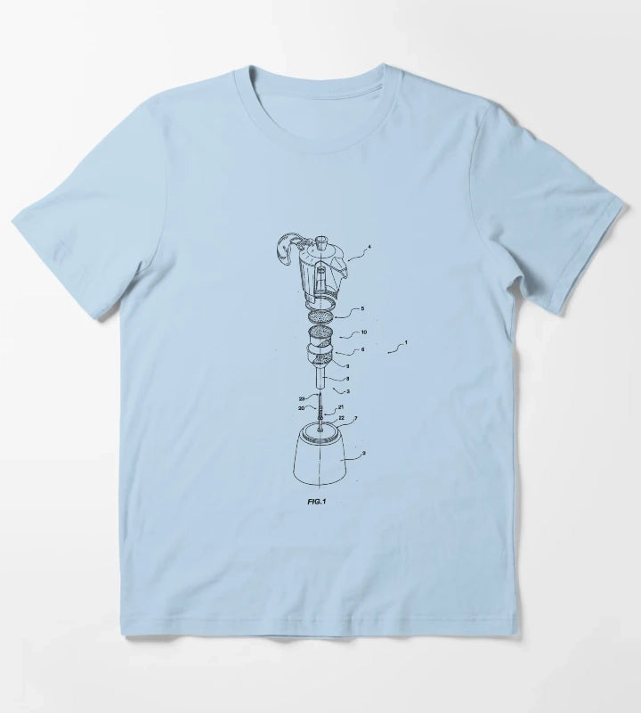 Moka Pot Patent T-Shirt Sky Blue