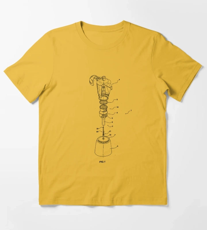 Moka Pot Patent T-Shirt Yellow