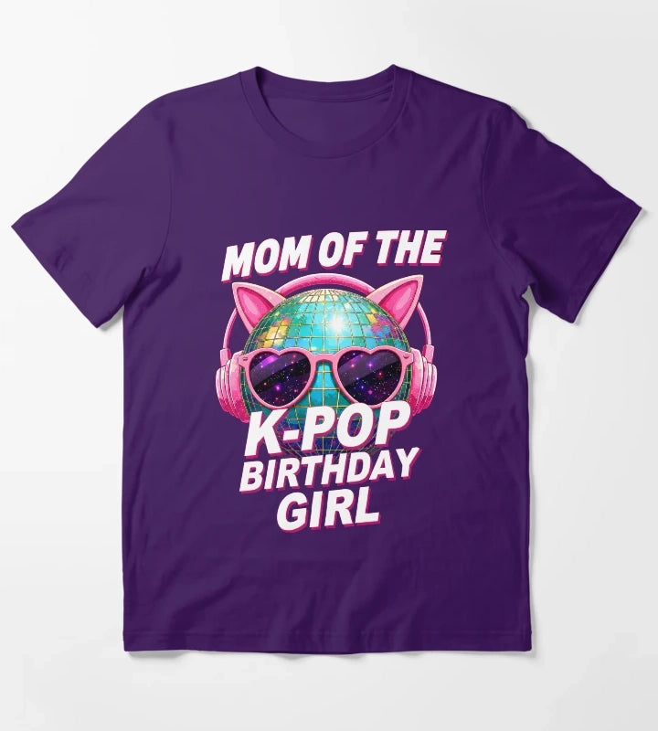 Mom Of The K Pop Birthday Girl Disco Ball T-Shirt Purple