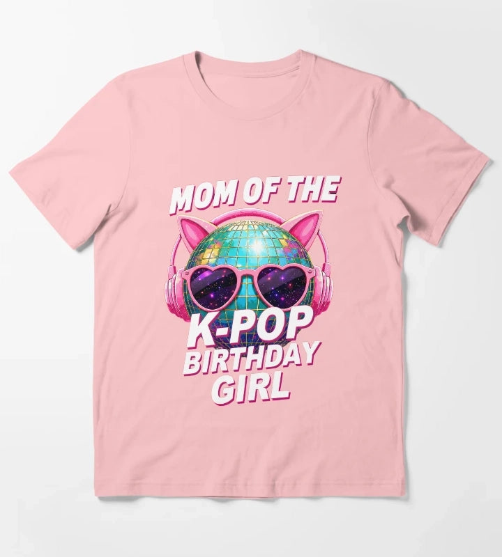Mom Of The K Pop Birthday Girl Disco Ball T-Shirt Dark Grey