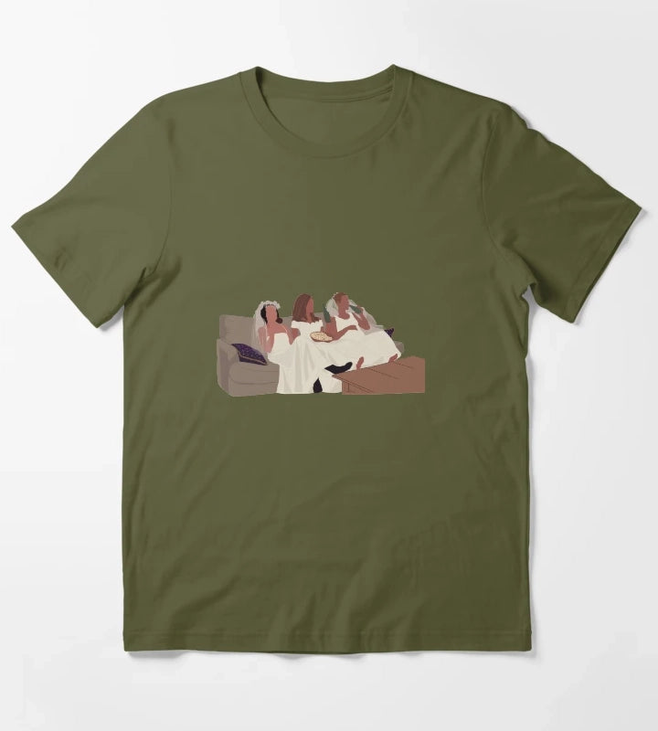 Monica Rachel and Phoebe in wedding dresses T-Shirt Olive Green