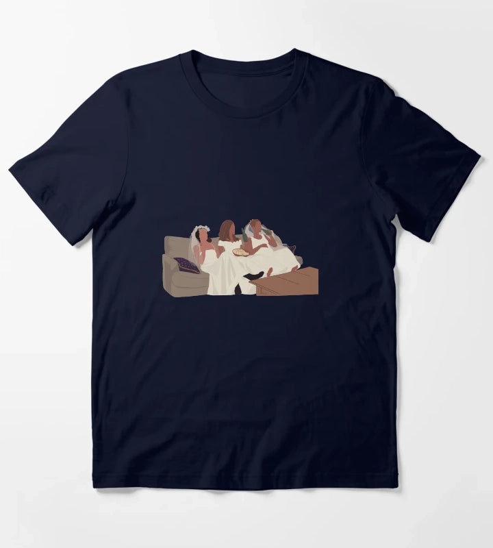Monica Rachel and Phoebe in wedding dresses T-Shirt Navy