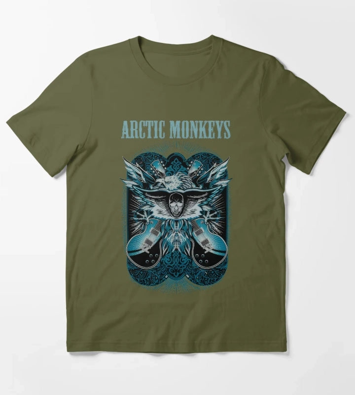 Monkeys Arctic Band Fan Art 26 T-Shirt Olive Green