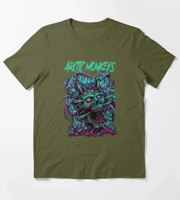Monkeys Arctic Band Fan Art 9 T-Shirt Olive Green