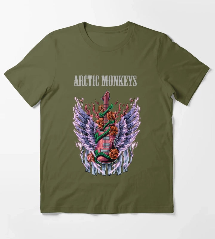 Monkeys From Arctic Band Fan Art 32 T-Shirt Olive Green