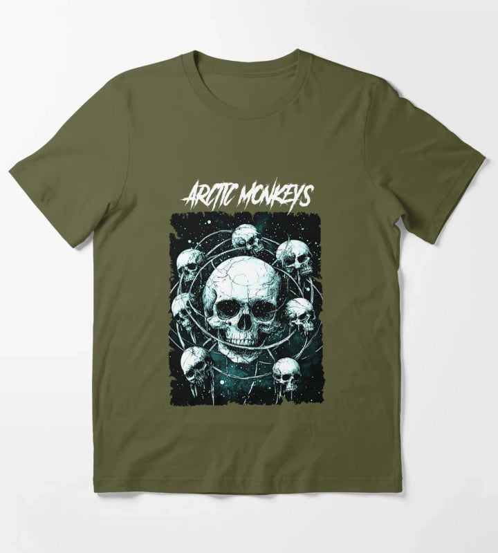 Monkeys From Arctic Band Fan Art T-Shirt Olive Green
