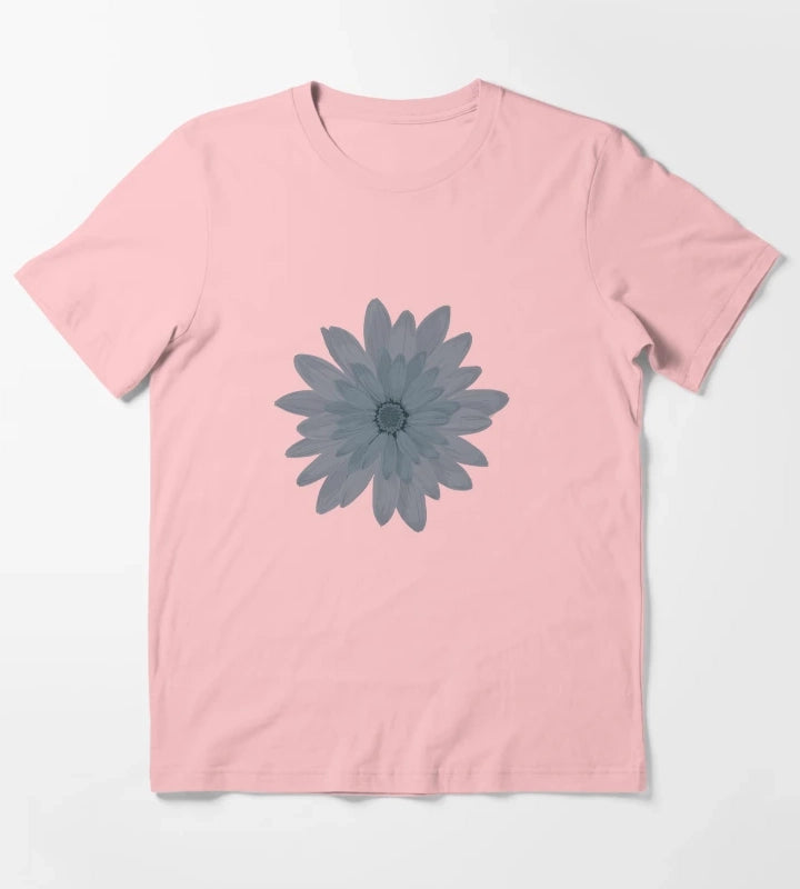 Moody Faded Daisy on Dark Navy Blue T-Shirt Dark Grey