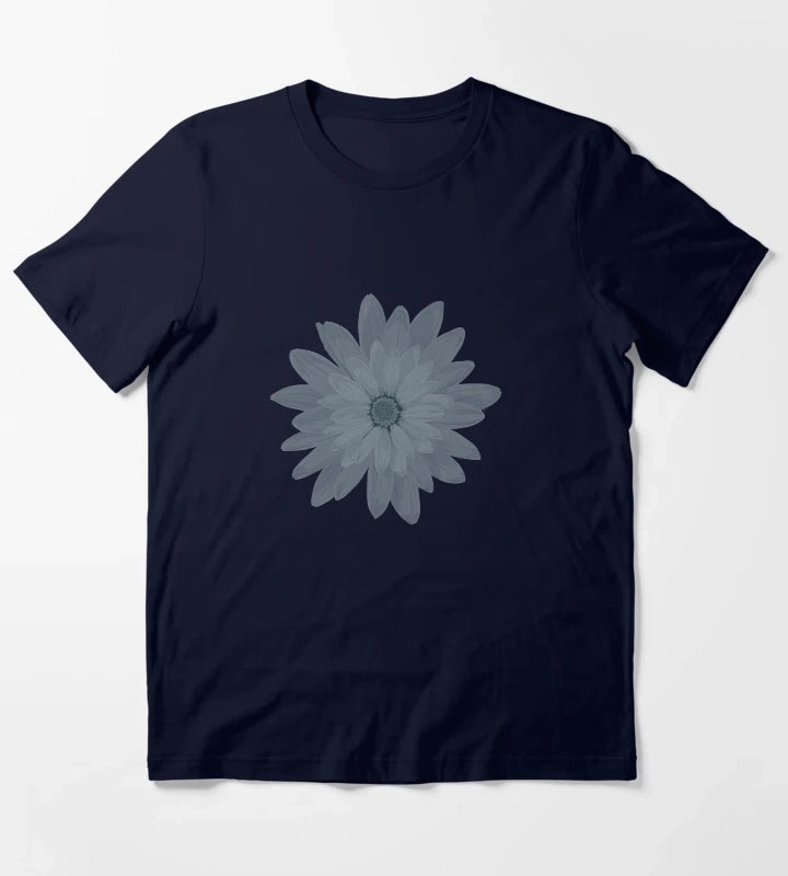 Moody Faded Daisy on Dark Navy Blue T-Shirt Navy